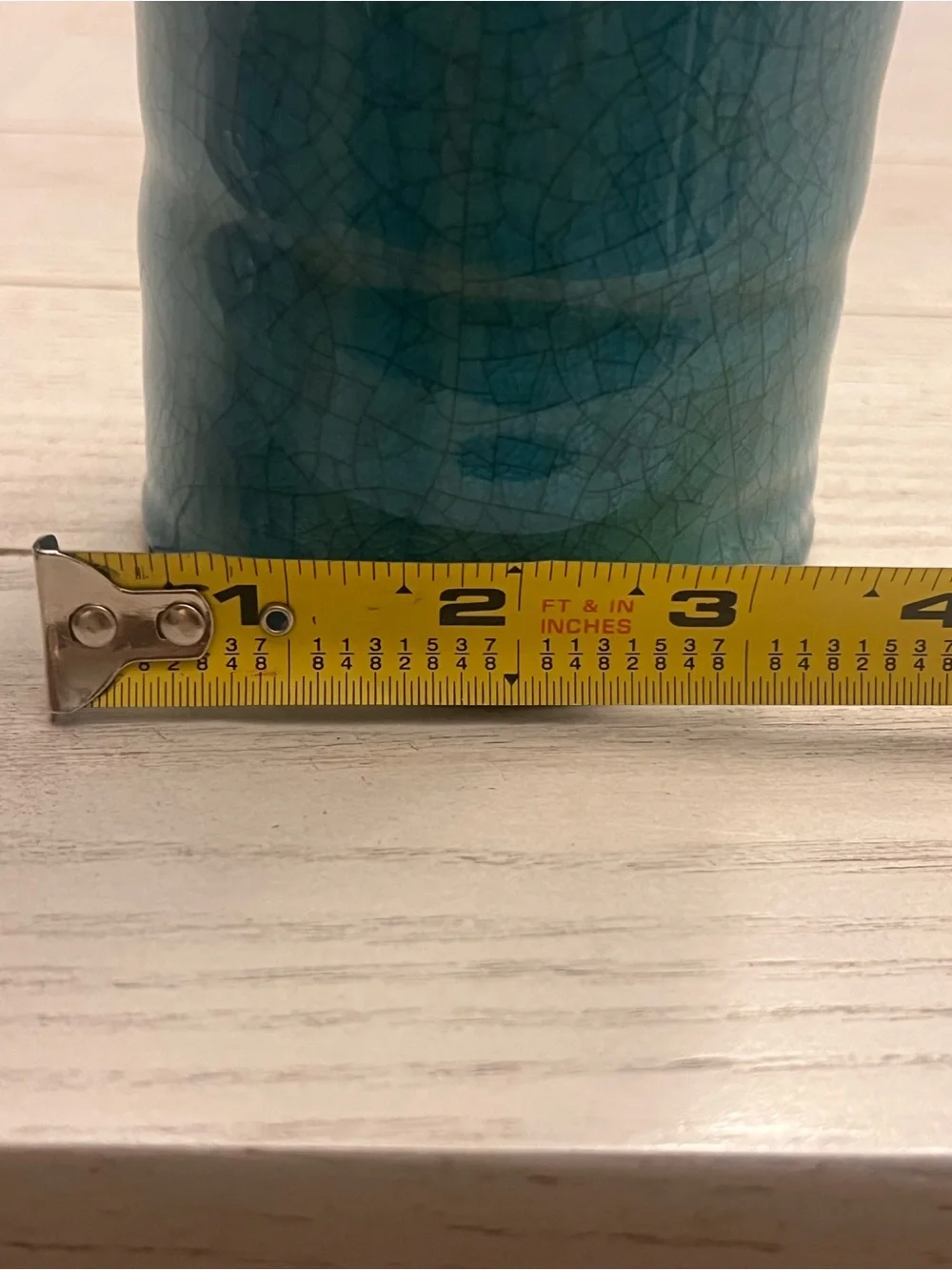 Teal Ceramic Decorative Vase With Ruffle Lip - Picture 7 of 7